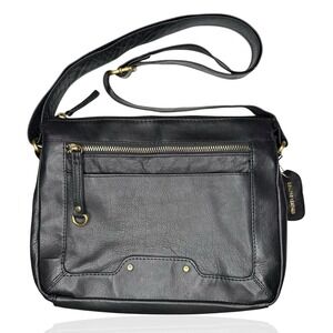 Great American Leather Works 100% Leather Crossbody Shoulder‎ Bag Purse Black